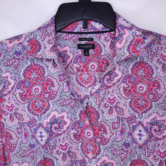 Talbots Tops - Talbots Top Size 10 Pink Paisley AOP Wrinkle Resistant